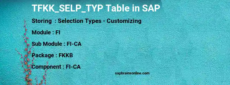 SAP TFKK_SELP_TYP table