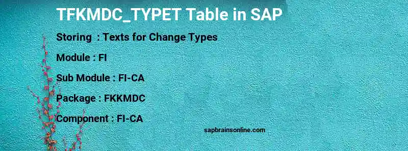 SAP TFKMDC_TYPET table