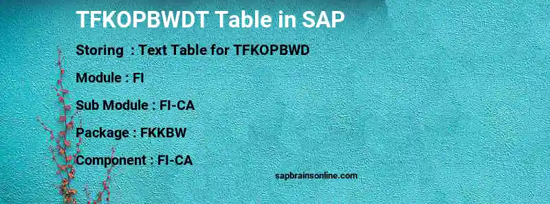 SAP TFKOPBWDT table