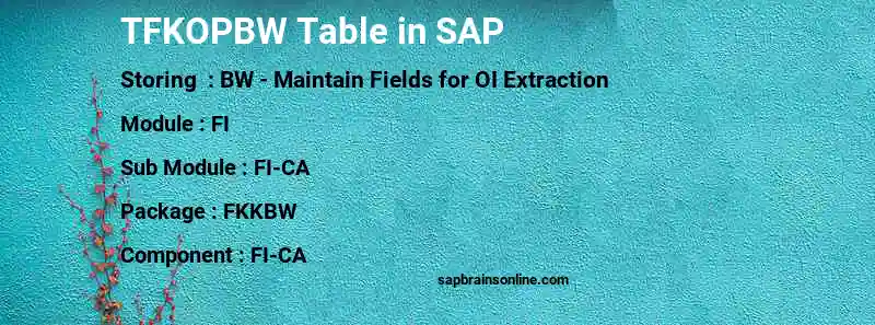 SAP TFKOPBW table