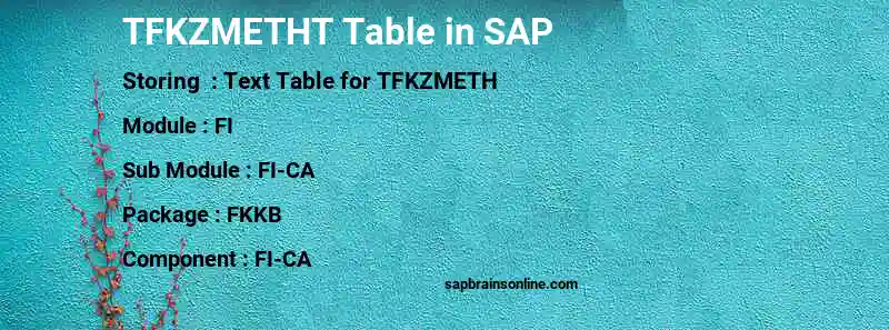 SAP TFKZMETHT table