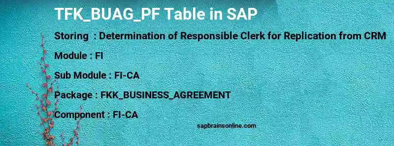 SAP TFK_BUAG_PF table