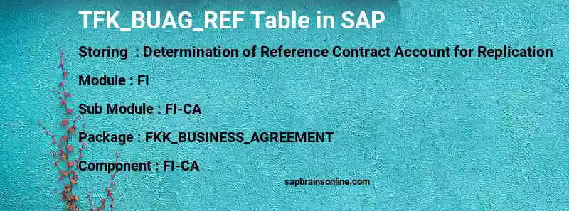 SAP TFK_BUAG_REF table