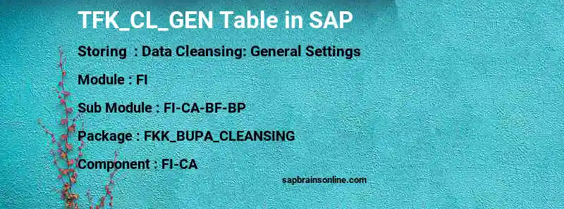 SAP TFK_CL_GEN table
