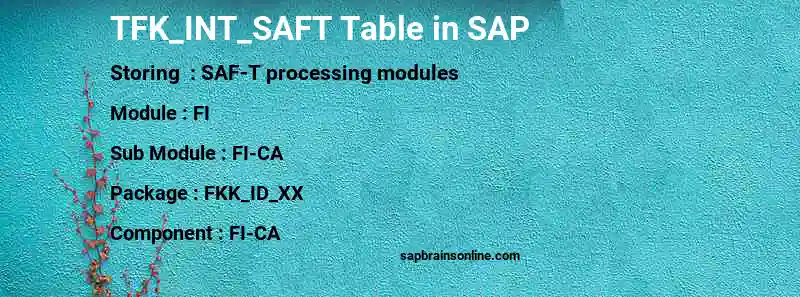 SAP TFK_INT_SAFT table