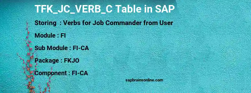 SAP TFK_JC_VERB_C table