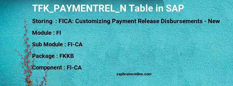 SAP TFK_PAYMENTREL_N table