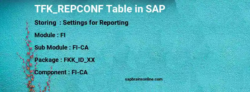 SAP TFK_REPCONF table