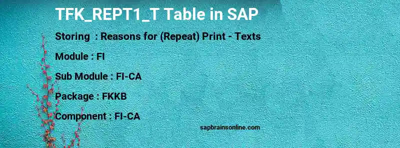 SAP TFK_REPT1_T table