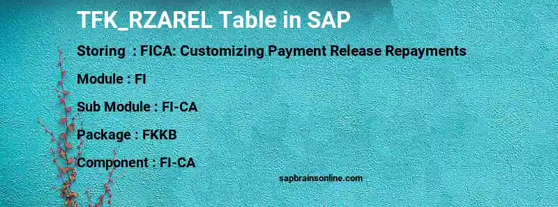 SAP TFK_RZAREL table