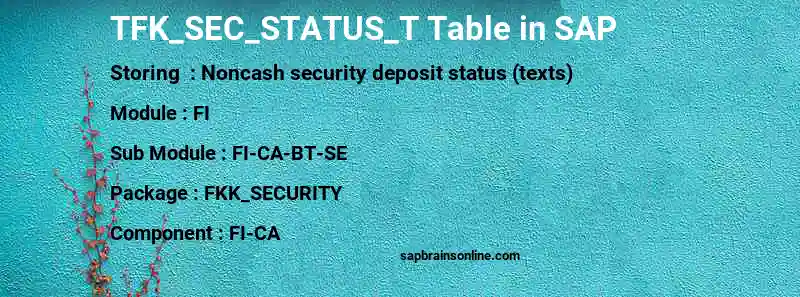 SAP TFK_SEC_STATUS_T table