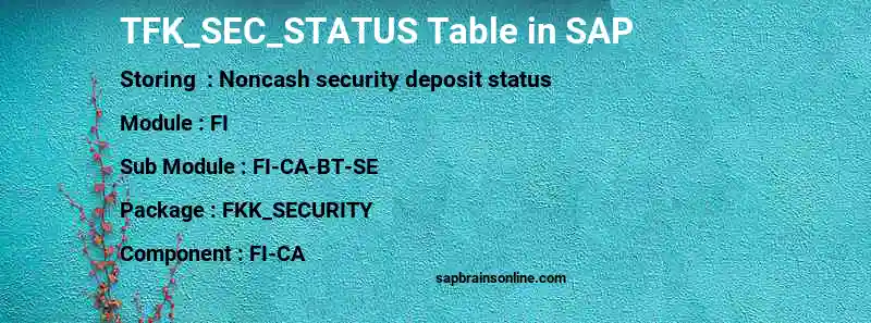 SAP TFK_SEC_STATUS table