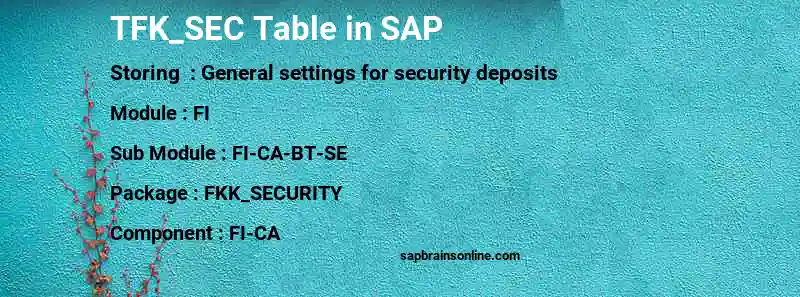 SAP TFK_SEC table