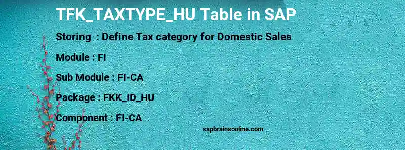 SAP TFK_TAXTYPE_HU table