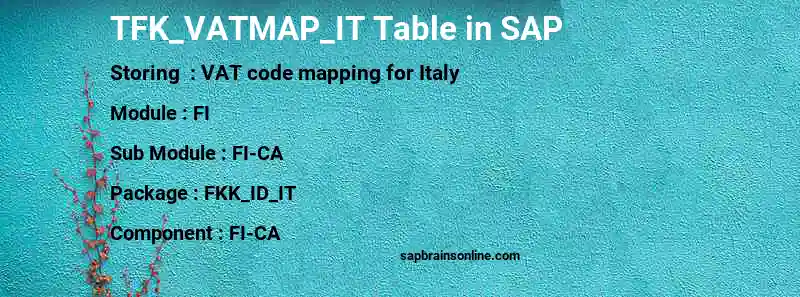 SAP TFK_VATMAP_IT table