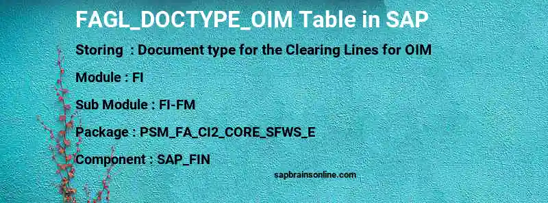 SAP FAGL_DOCTYPE_OIM table