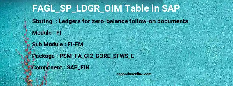 SAP FAGL_SP_LDGR_OIM table