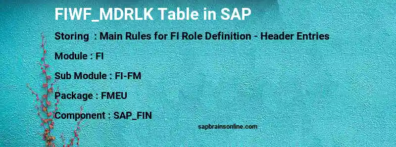 SAP FIWF_MDRLK table