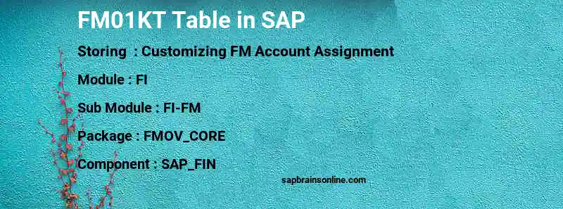 SAP FM01KT table