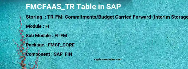 SAP FMCFAAS_TR table