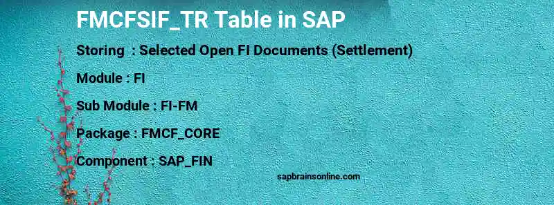 SAP FMCFSIF_TR table
