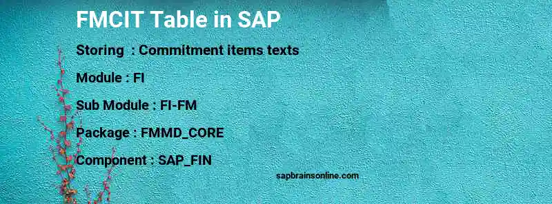 SAP FMCIT table