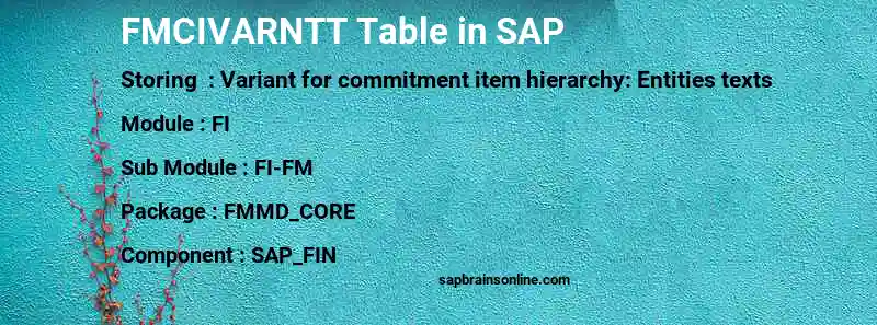 SAP FMCIVARNTT table