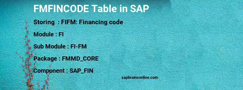 SAP FMFINCODE table