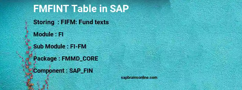 SAP FMFINT table