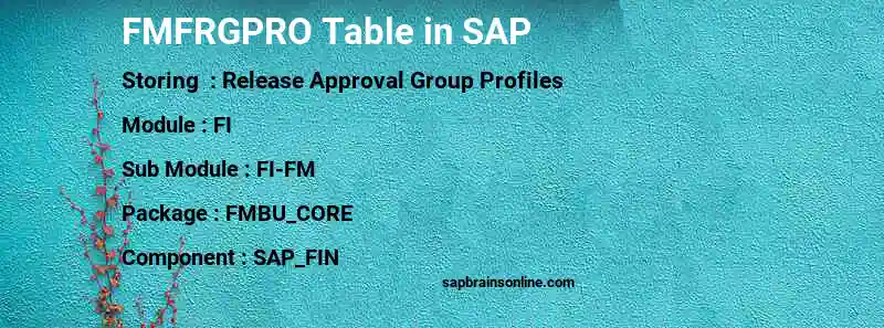 SAP FMFRGPRO table
