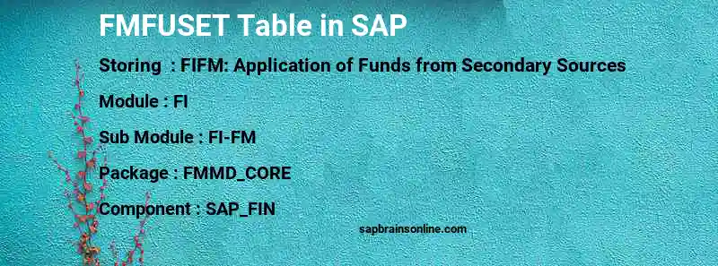 SAP FMFUSET table