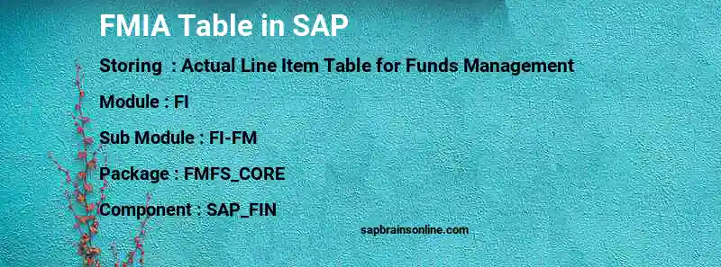 SAP FMIA table