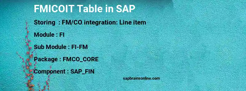 SAP FMICOIT table