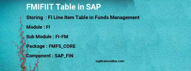 SAP FMIFIIT table