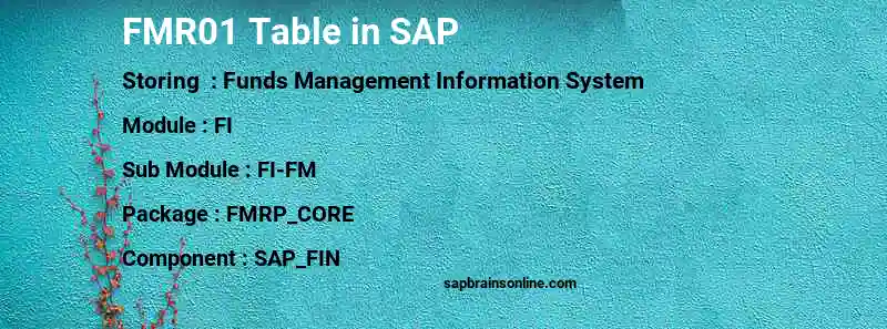 SAP FMR01 table