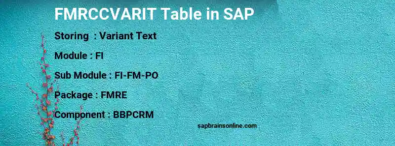 SAP FMRCCVARIT table