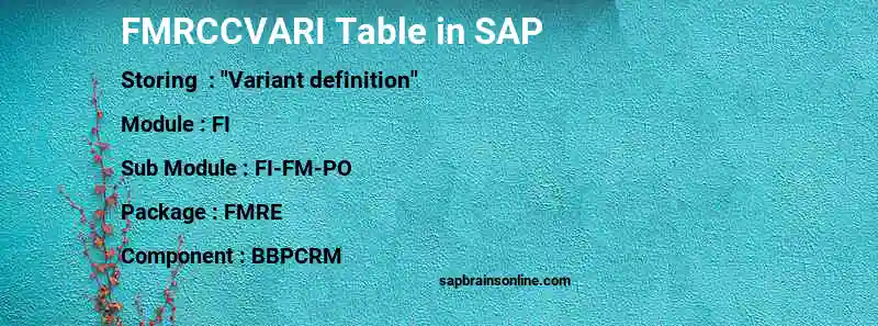 SAP FMRCCVARI table