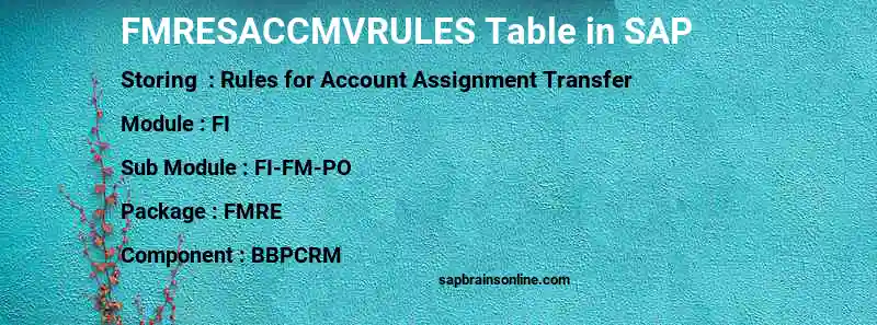 SAP FMRESACCMVRULES table