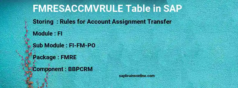 SAP FMRESACCMVRULE table