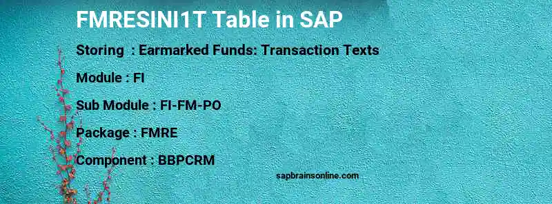SAP FMRESINI1T table