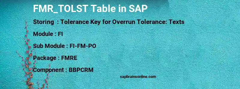 SAP FMR_TOLST table