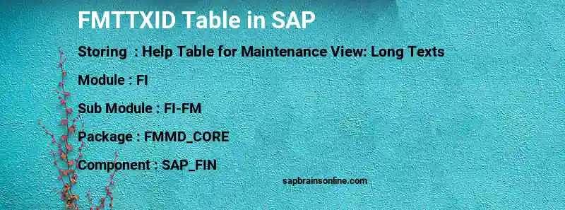 SAP FMTTXID table