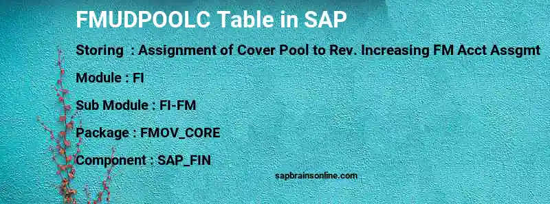 SAP FMUDPOOLC table