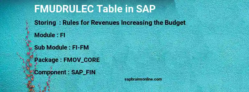 SAP FMUDRULEC table