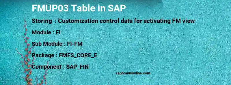 SAP FMUP03 table