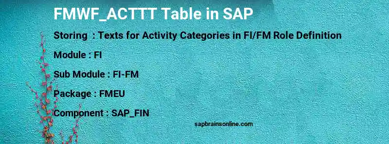 SAP FMWF_ACTTT table
