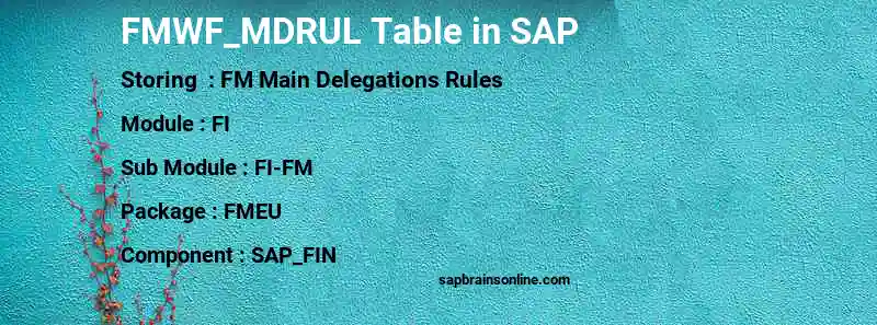 SAP FMWF_MDRUL table