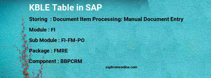 SAP KBLE table