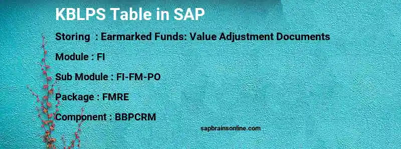 SAP KBLPS table