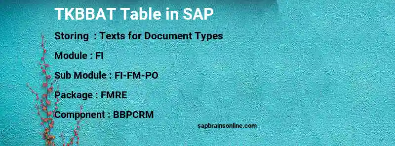 SAP TKBBAT table